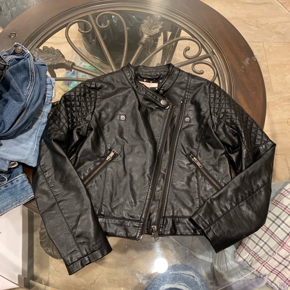 Girls black leather jacket